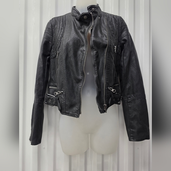 We The Free Jackets & Blazers - We The Free Charcoal Leather Jacket